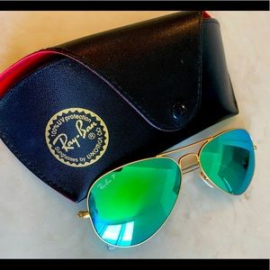 Ray Bans Polarized Aviator Flash Lenses Sunglasses